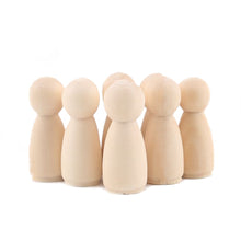 Load image into Gallery viewer, 10pc Wooden Doll 65mm-35mm Wooden Blank Peg Dolls Girl Boy DIY Unfinished Doll Maple Rodent Handmade Baby Product Christmas Gift
