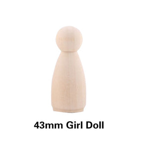 10pc Wooden Doll 65mm-35mm Wooden Blank Peg Dolls Girl Boy DIY Unfinished Doll Maple Rodent Handmade Baby Product Christmas Gift