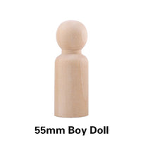 Load image into Gallery viewer, 10pc Wooden Doll 65mm-35mm Wooden Blank Peg Dolls Girl Boy DIY Unfinished Doll Maple Rodent Handmade Baby Product Christmas Gift
